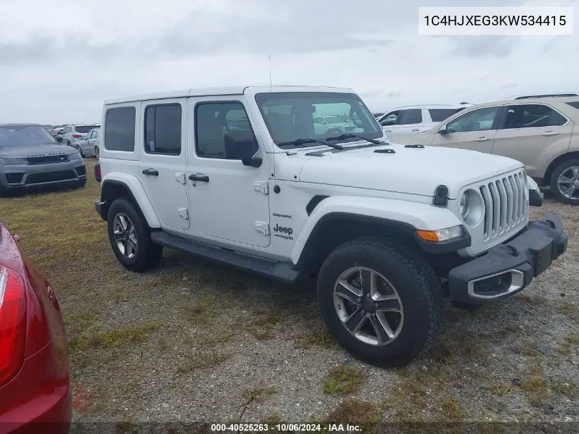 2019 Jeep Wrangler Unlimited Sahara VIN: 1C4HJXEG3KW534415 Lot: 40525263