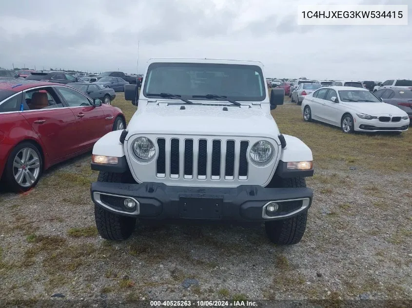 2019 Jeep Wrangler Unlimited Sahara VIN: 1C4HJXEG3KW534415 Lot: 40525263