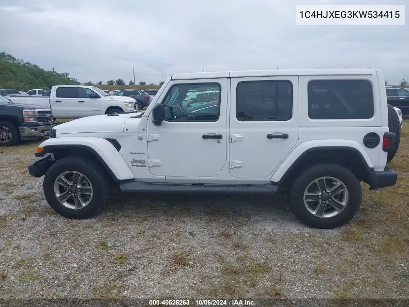 2019 Jeep Wrangler Unlimited Sahara VIN: 1C4HJXEG3KW534415 Lot: 40525263