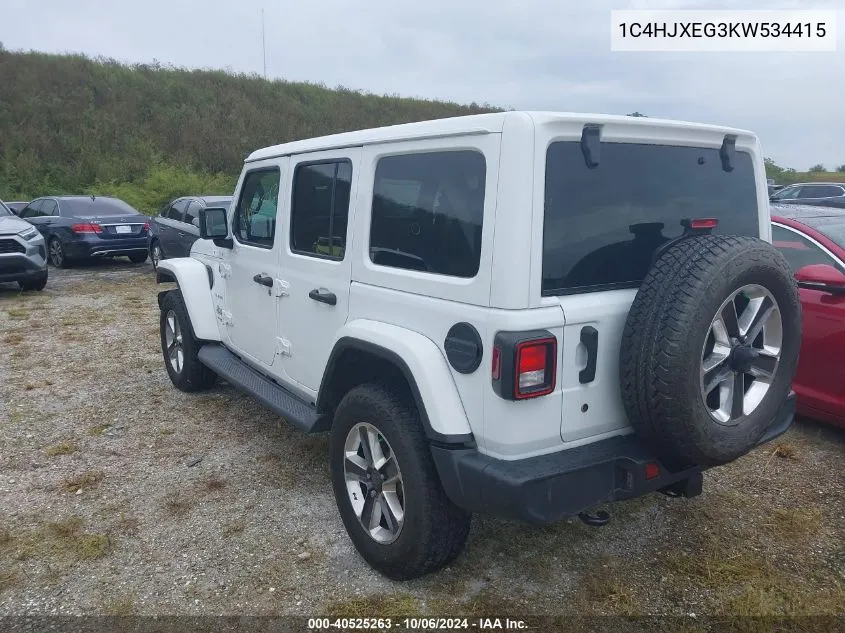 2019 Jeep Wrangler Unlimited Sahara VIN: 1C4HJXEG3KW534415 Lot: 40525263