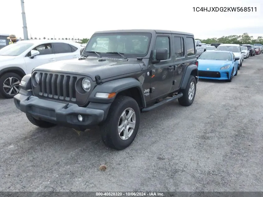 2019 Jeep Wrangler Unlimited Sport VIN: 1C4HJXDG2KW568511 Lot: 40528320