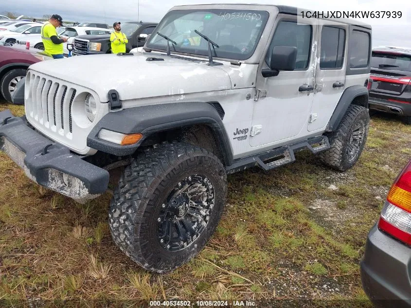 2019 Jeep Wrangler Unlimited Sport VIN: 1C4HJXDN4KW637939 Lot: 40534502