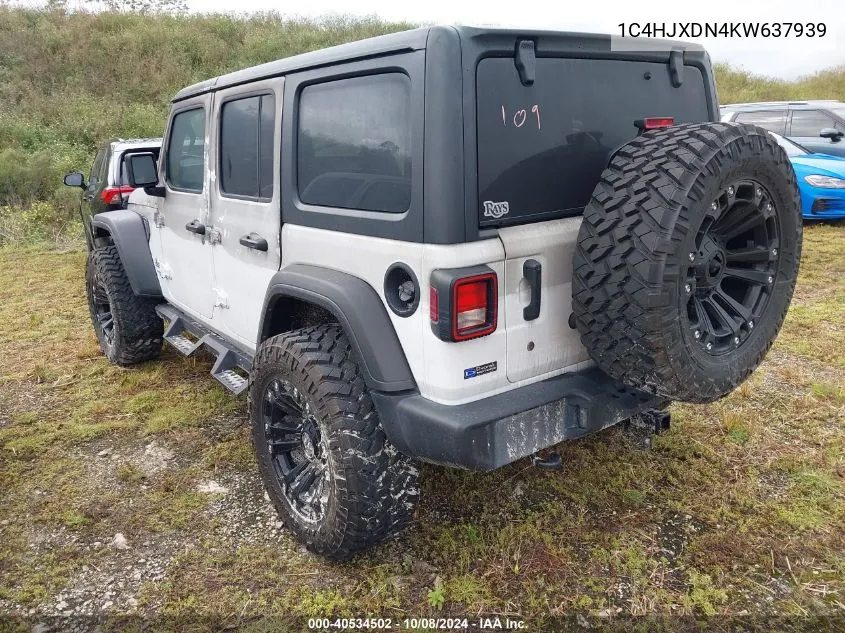 2019 Jeep Wrangler Unlimited Sport VIN: 1C4HJXDN4KW637939 Lot: 40534502