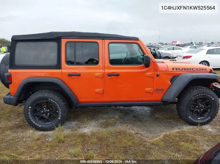 2019 Jeep Wrangler Unlimited Rubicon 4X4 VIN: 1C4HJXFN1KW525564 Lot: 40536963