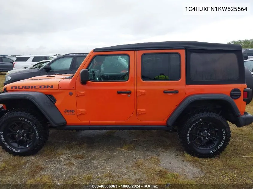 2019 Jeep Wrangler Unlimited Rubicon 4X4 VIN: 1C4HJXFN1KW525564 Lot: 40536963