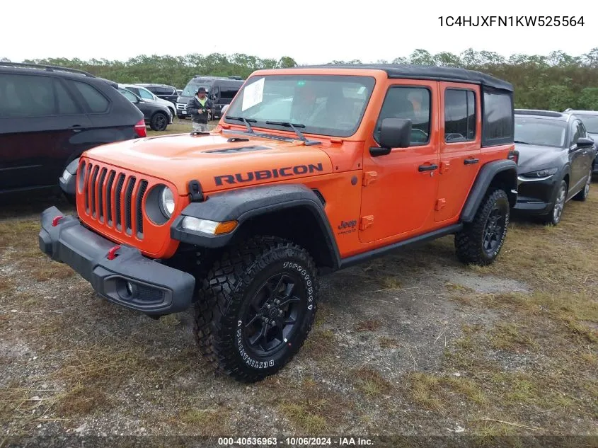 2019 Jeep Wrangler Unlimited Rubicon 4X4 VIN: 1C4HJXFN1KW525564 Lot: 40536963