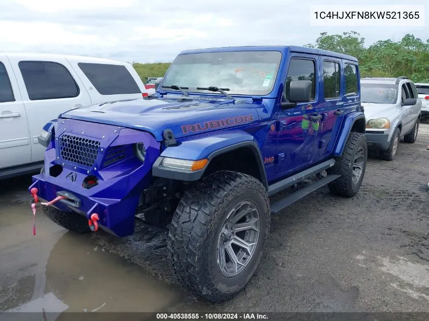 2019 Jeep Wrangler Unlimited Rubicon 4X4 VIN: 1C4HJXFN8KW521365 Lot: 40538555