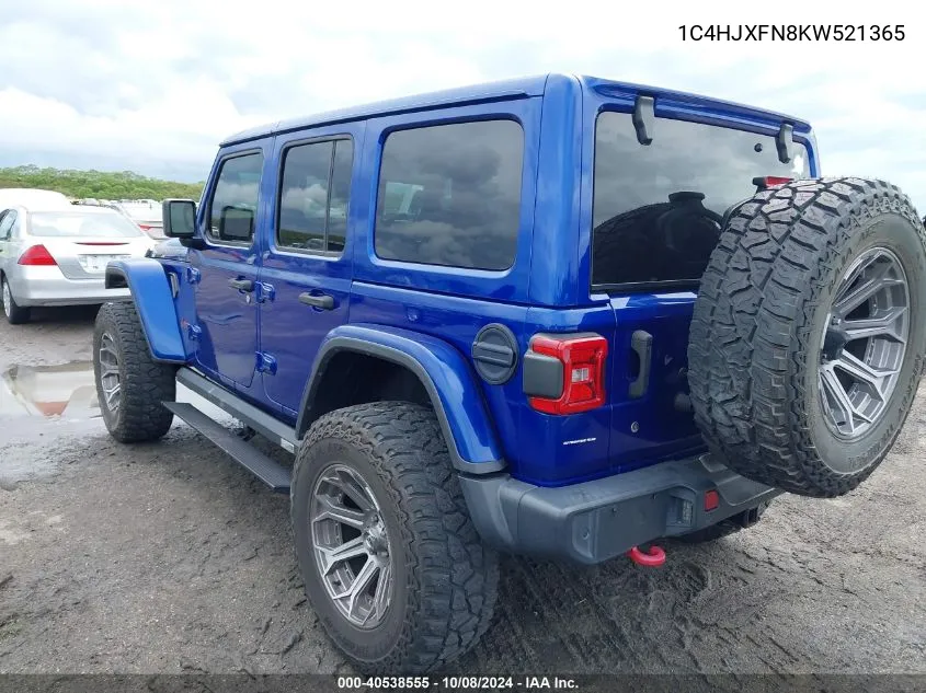 2019 Jeep Wrangler Unlimited Rubicon 4X4 VIN: 1C4HJXFN8KW521365 Lot: 40538555