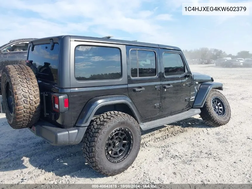 2019 Jeep Wrangler Unlimited Sahara 4X4 VIN: 1C4HJXEG4KW602379 Lot: 40543875