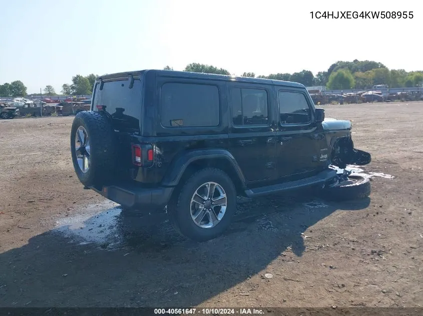 2019 Jeep Wrangler Unlimited Sahara 4X4 VIN: 1C4HJXEG4KW508955 Lot: 40561647