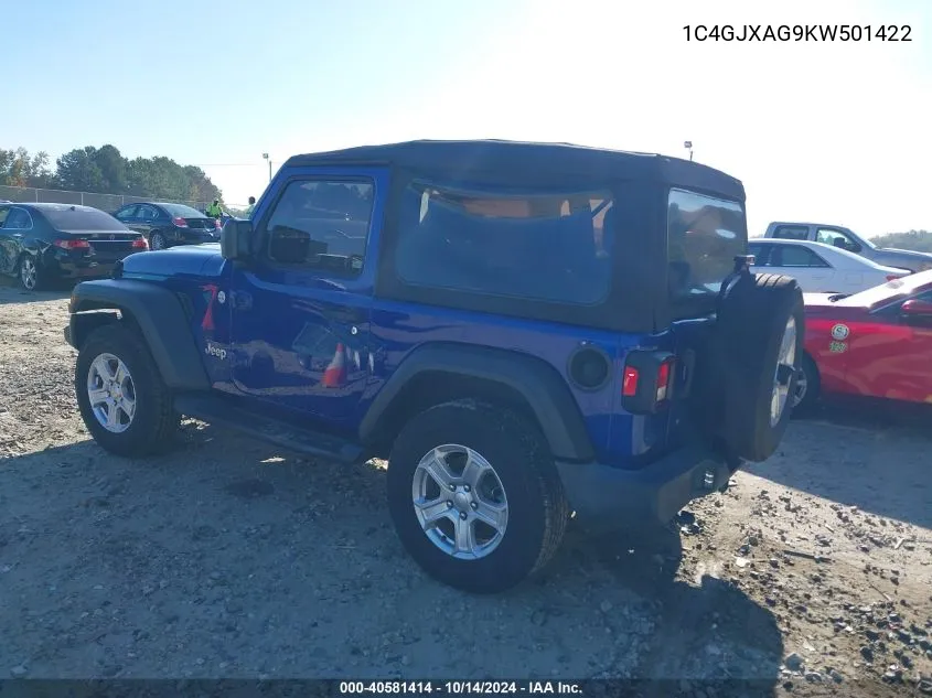 2019 Jeep Wrangler Sport VIN: 1C4GJXAG9KW501422 Lot: 40581414