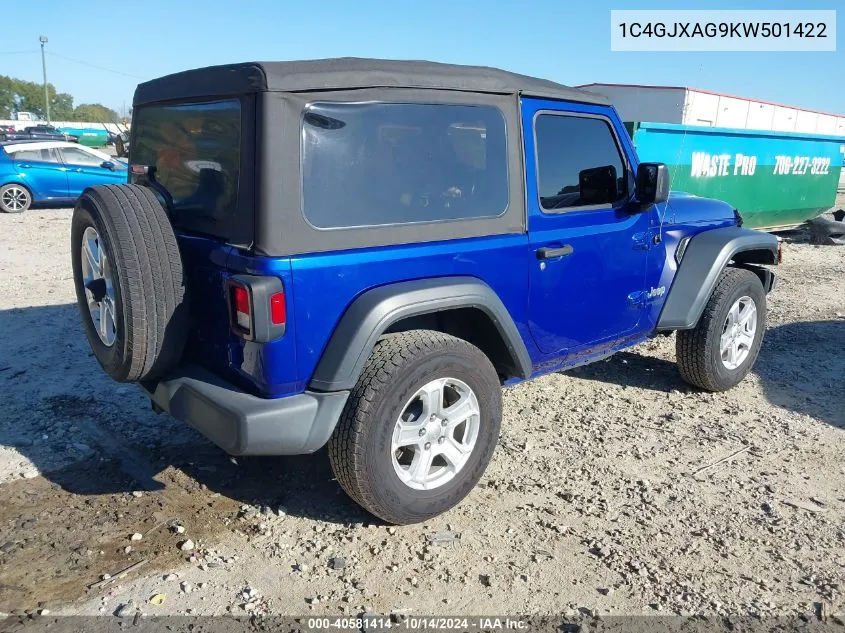 2019 Jeep Wrangler Sport VIN: 1C4GJXAG9KW501422 Lot: 40581414