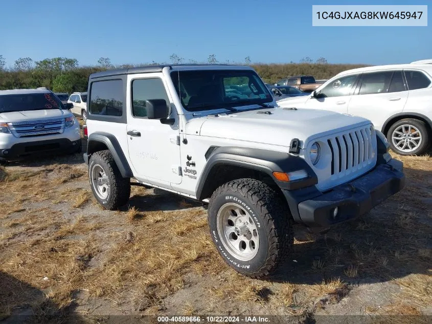 2019 Jeep Wrangler Sport VIN: 1C4GJXAG8KW645947 Lot: 40589666