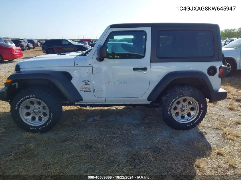 2019 Jeep Wrangler Sport VIN: 1C4GJXAG8KW645947 Lot: 40589666