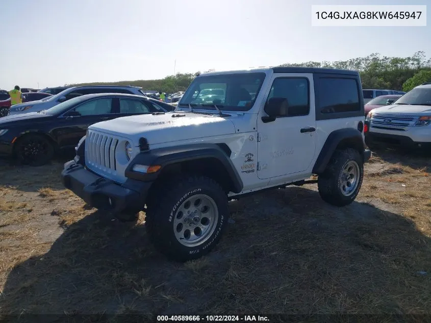 2019 Jeep Wrangler Sport VIN: 1C4GJXAG8KW645947 Lot: 40589666