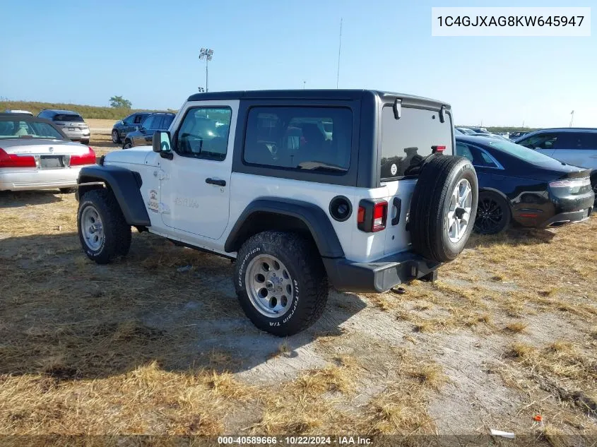 2019 Jeep Wrangler Sport VIN: 1C4GJXAG8KW645947 Lot: 40589666