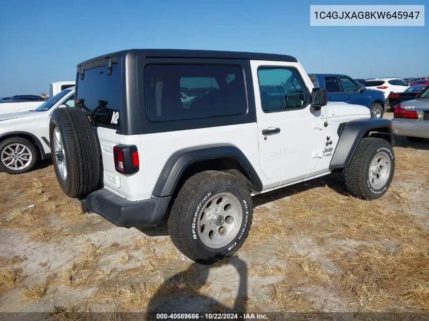 2019 Jeep Wrangler Sport VIN: 1C4GJXAG8KW645947 Lot: 40589666