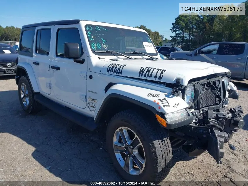 2019 Jeep Wrangler Unlimited Sahara 4X4 VIN: 1C4HJXENXKW596179 Lot: 40592362