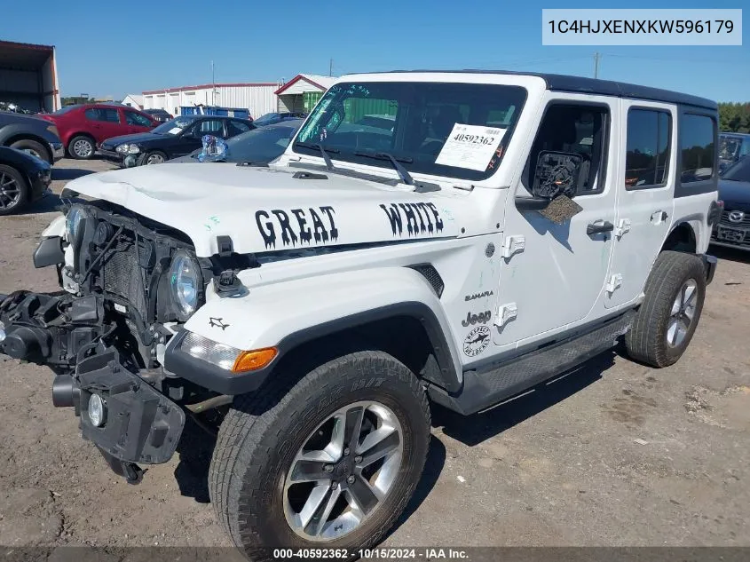 2019 Jeep Wrangler Unlimited Sahara 4X4 VIN: 1C4HJXENXKW596179 Lot: 40592362