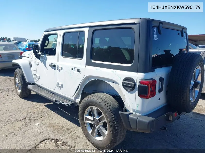 2019 Jeep Wrangler Unlimited Sahara 4X4 VIN: 1C4HJXENXKW596179 Lot: 40592362