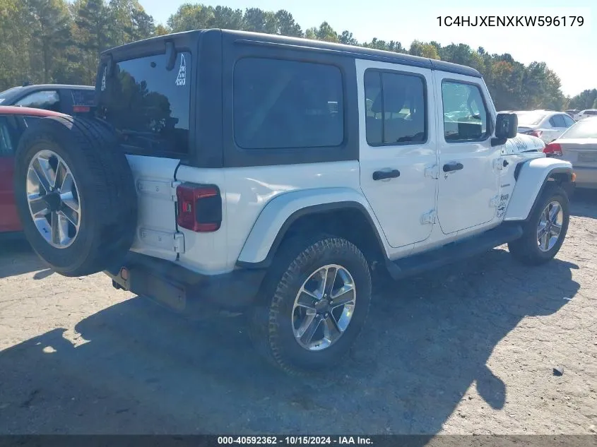 2019 Jeep Wrangler Unlimited Sahara 4X4 VIN: 1C4HJXENXKW596179 Lot: 40592362