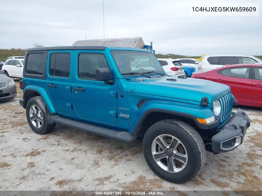 2019 Jeep Wrangler Unlimited Sahara 4X4 VIN: 1C4HJXEG5KW659609 Lot: 40597385