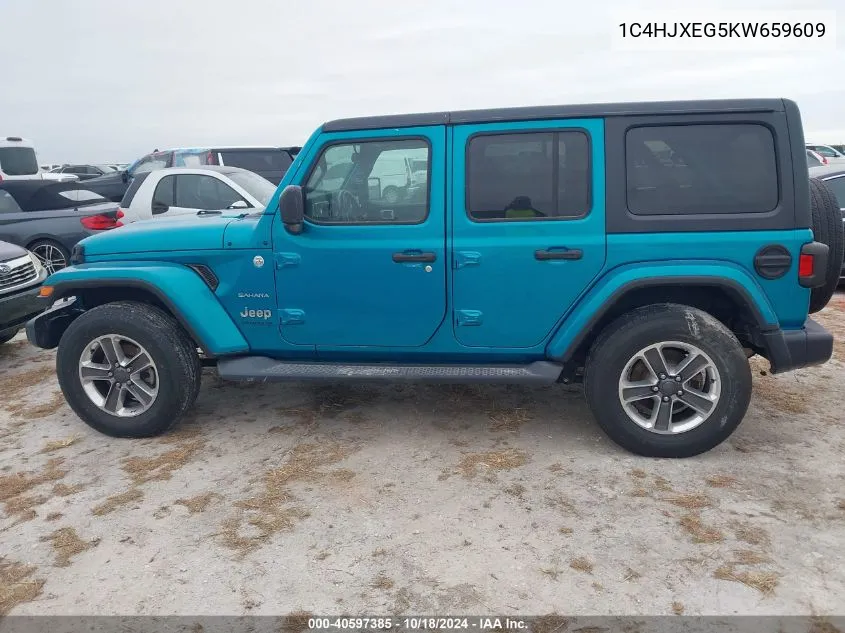 2019 Jeep Wrangler Unlimited Sahara 4X4 VIN: 1C4HJXEG5KW659609 Lot: 40597385