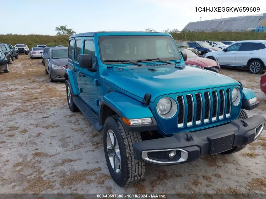 2019 Jeep Wrangler Unlimited Sahara 4X4 VIN: 1C4HJXEG5KW659609 Lot: 40597385