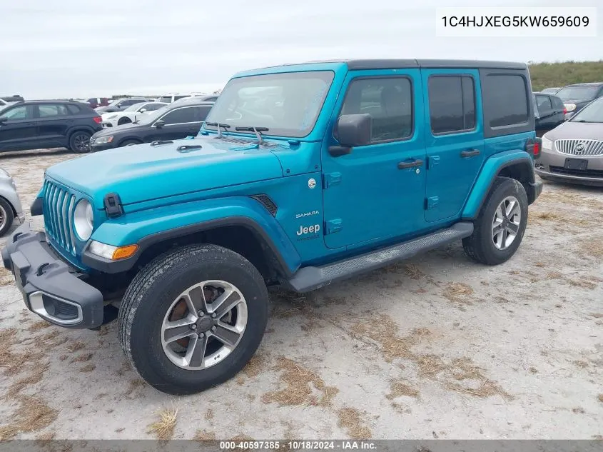 2019 Jeep Wrangler Unlimited Sahara 4X4 VIN: 1C4HJXEG5KW659609 Lot: 40597385