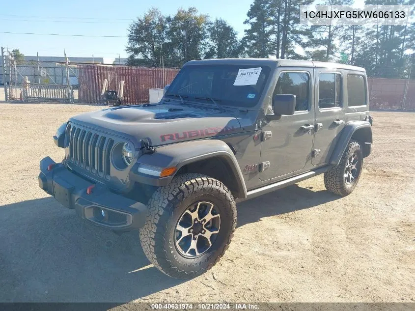 2019 Jeep Wrangler Unlimited Rubicon 4X4 VIN: 1C4HJXFG5KW606133 Lot: 40631974