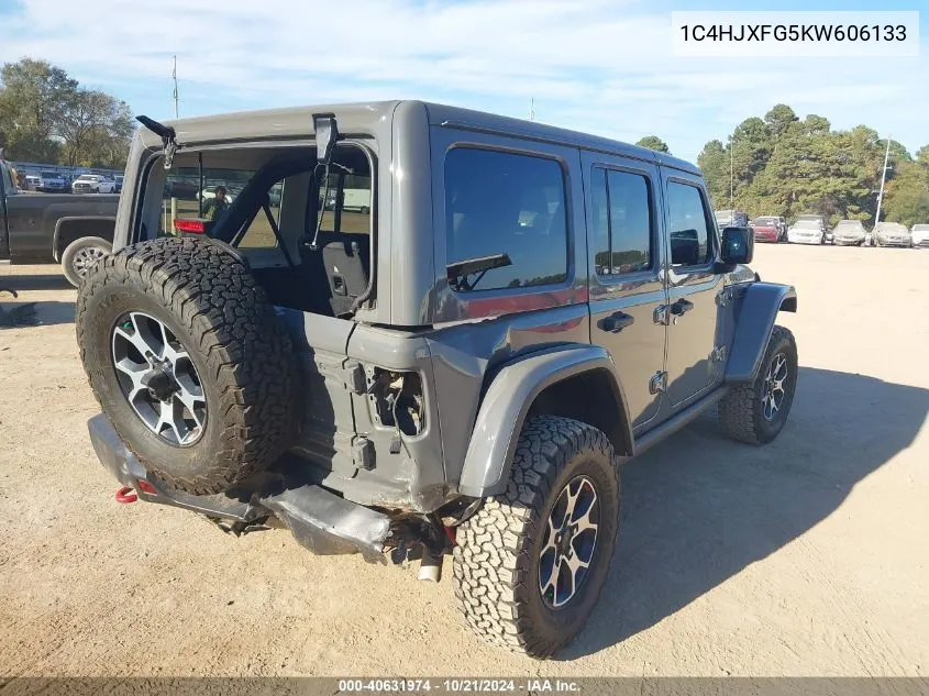 2019 Jeep Wrangler Unlimited Rubicon 4X4 VIN: 1C4HJXFG5KW606133 Lot: 40631974