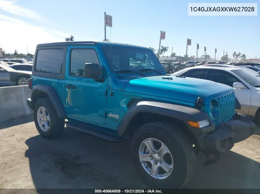 2019 Jeep Wrangler Sport S 4X4 VIN: 1C4GJXAGXKW627028 Lot: 40664889