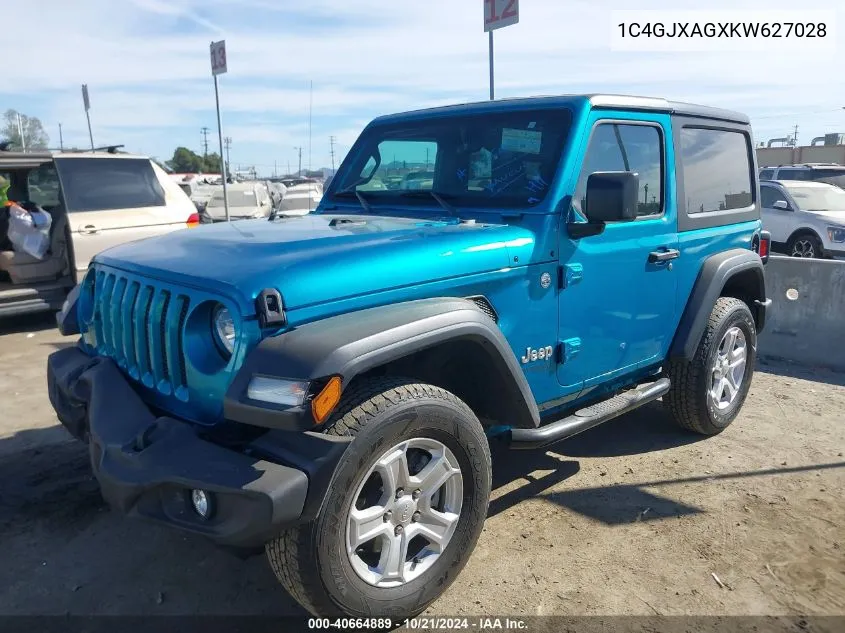 2019 Jeep Wrangler Sport S 4X4 VIN: 1C4GJXAGXKW627028 Lot: 40664889