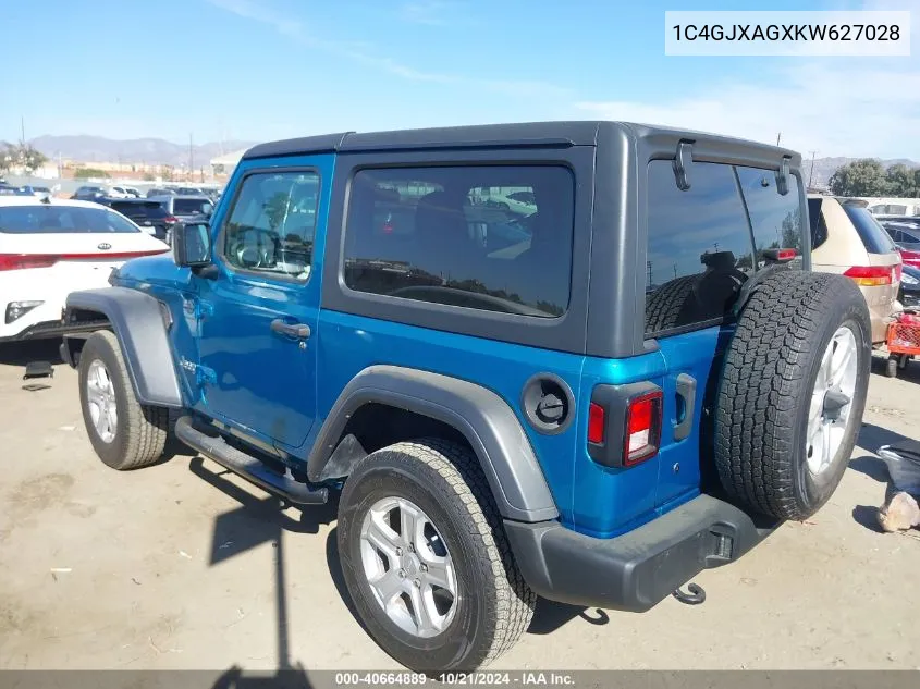 1C4GJXAGXKW627028 2019 Jeep Wrangler Sport S 4X4