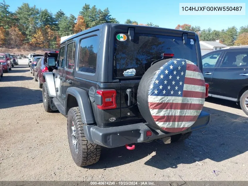 2019 Jeep Wrangler Unlimited Rubicon VIN: 1C4HJXFG0KW550487 Lot: 40674290