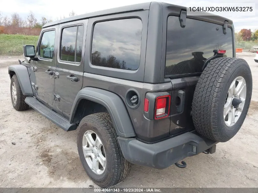 2019 Jeep Wrangler Unlimited Sport S 4X4 VIN: 1C4HJXDG3KW653275 Lot: 40681343