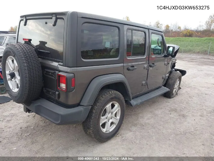 2019 Jeep Wrangler Unlimited Sport S 4X4 VIN: 1C4HJXDG3KW653275 Lot: 40681343