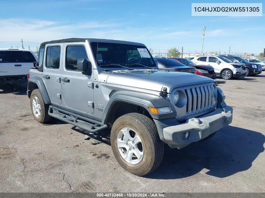 2019 Jeep Wrangler Unlimited Sport S 4X4 VIN: 1C4HJXDG2KW551305 Lot: 40732468