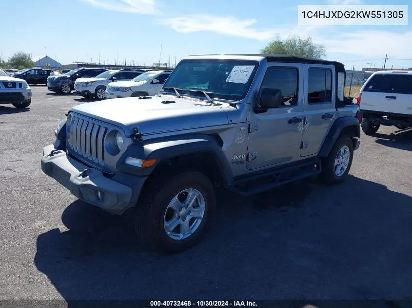 2019 Jeep Wrangler Unlimited Sport S 4X4 VIN: 1C4HJXDG2KW551305 Lot: 40732468