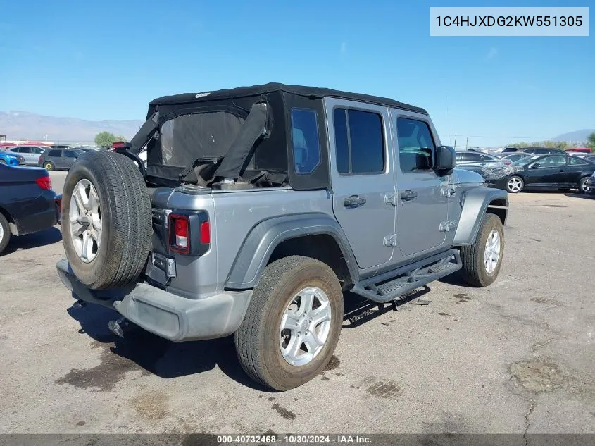 2019 Jeep Wrangler Unlimited Sport S 4X4 VIN: 1C4HJXDG2KW551305 Lot: 40732468