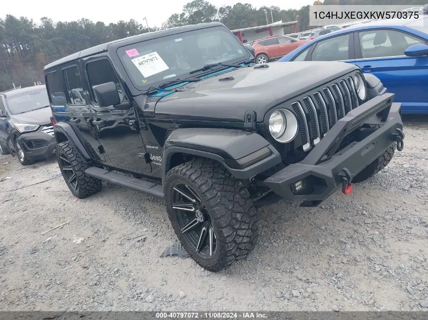 2019 Jeep Wrangler Unlimited Sahara 4X4 VIN: 1C4HJXEGXKW570375 Lot: 40797072