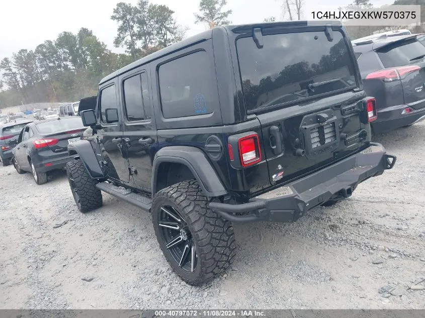 2019 Jeep Wrangler Unlimited Sahara 4X4 VIN: 1C4HJXEGXKW570375 Lot: 40797072