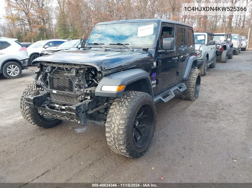 2019 Jeep Wrangler Unlimited Sport 4X4 VIN: 1C4HJXDN4KW525366 Lot: 40834346