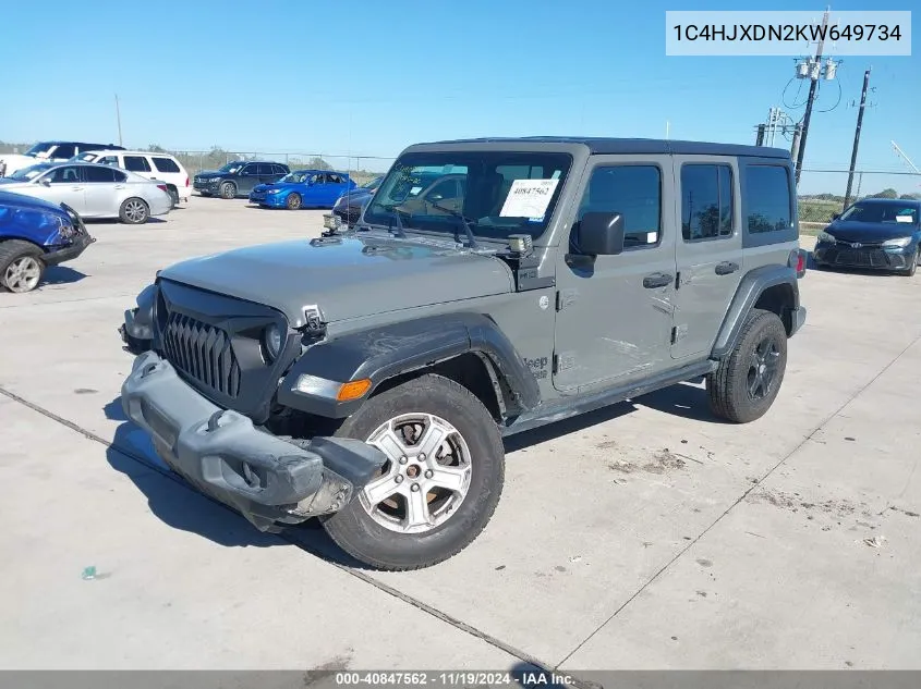 2019 Jeep Wrangler Unlimited Sport S 4X4 VIN: 1C4HJXDN2KW649734 Lot: 40847562