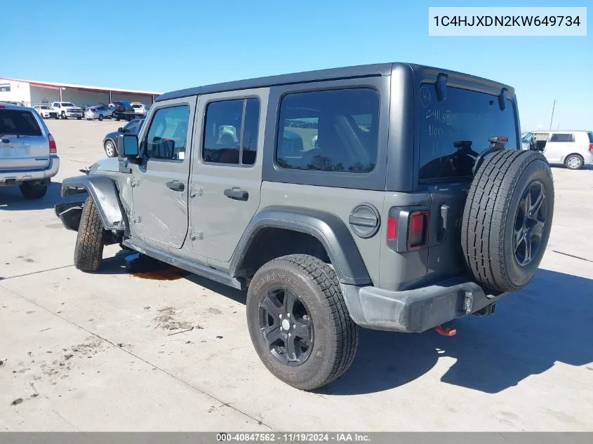 2019 Jeep Wrangler Unlimited Sport S 4X4 VIN: 1C4HJXDN2KW649734 Lot: 40847562