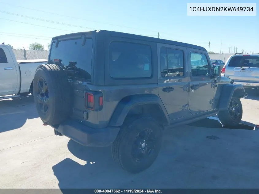 2019 Jeep Wrangler Unlimited Sport S 4X4 VIN: 1C4HJXDN2KW649734 Lot: 40847562