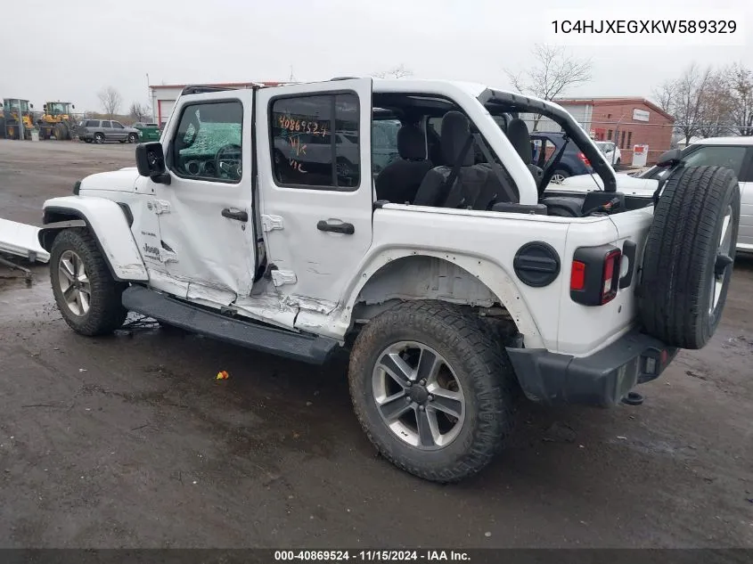 2019 Jeep Wrangler Unlimited Sahara VIN: 1C4HJXEGXKW589329 Lot: 40869524