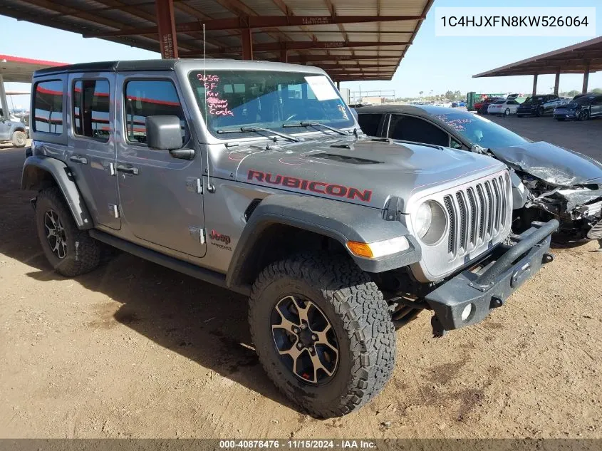 2019 Jeep Wrangler Unlimited Rubicon 4X4 VIN: 1C4HJXFN8KW526064 Lot: 40878476