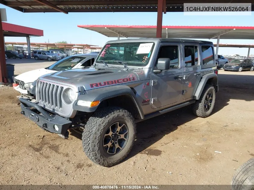 2019 Jeep Wrangler Unlimited Rubicon 4X4 VIN: 1C4HJXFN8KW526064 Lot: 40878476