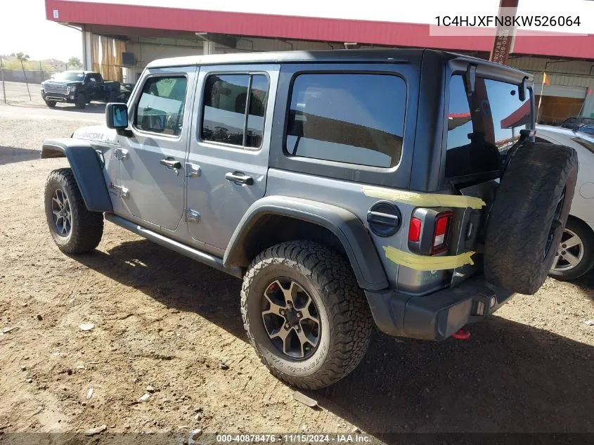 2019 Jeep Wrangler Unlimited Rubicon 4X4 VIN: 1C4HJXFN8KW526064 Lot: 40878476